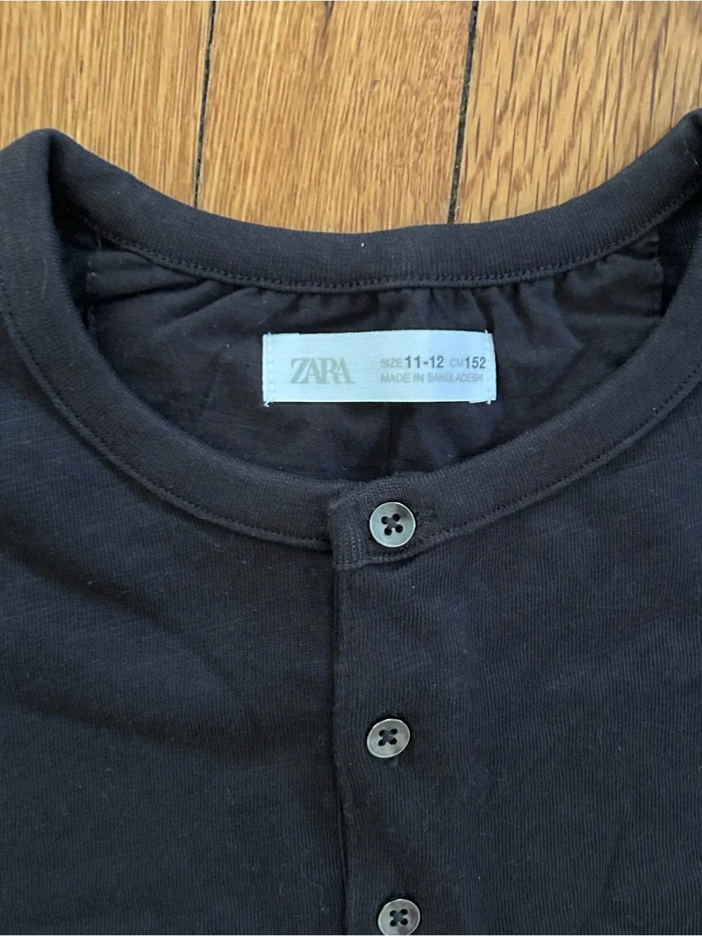 Black Henley Short-Sleeve Shirt - Zara size 11-12 Boys